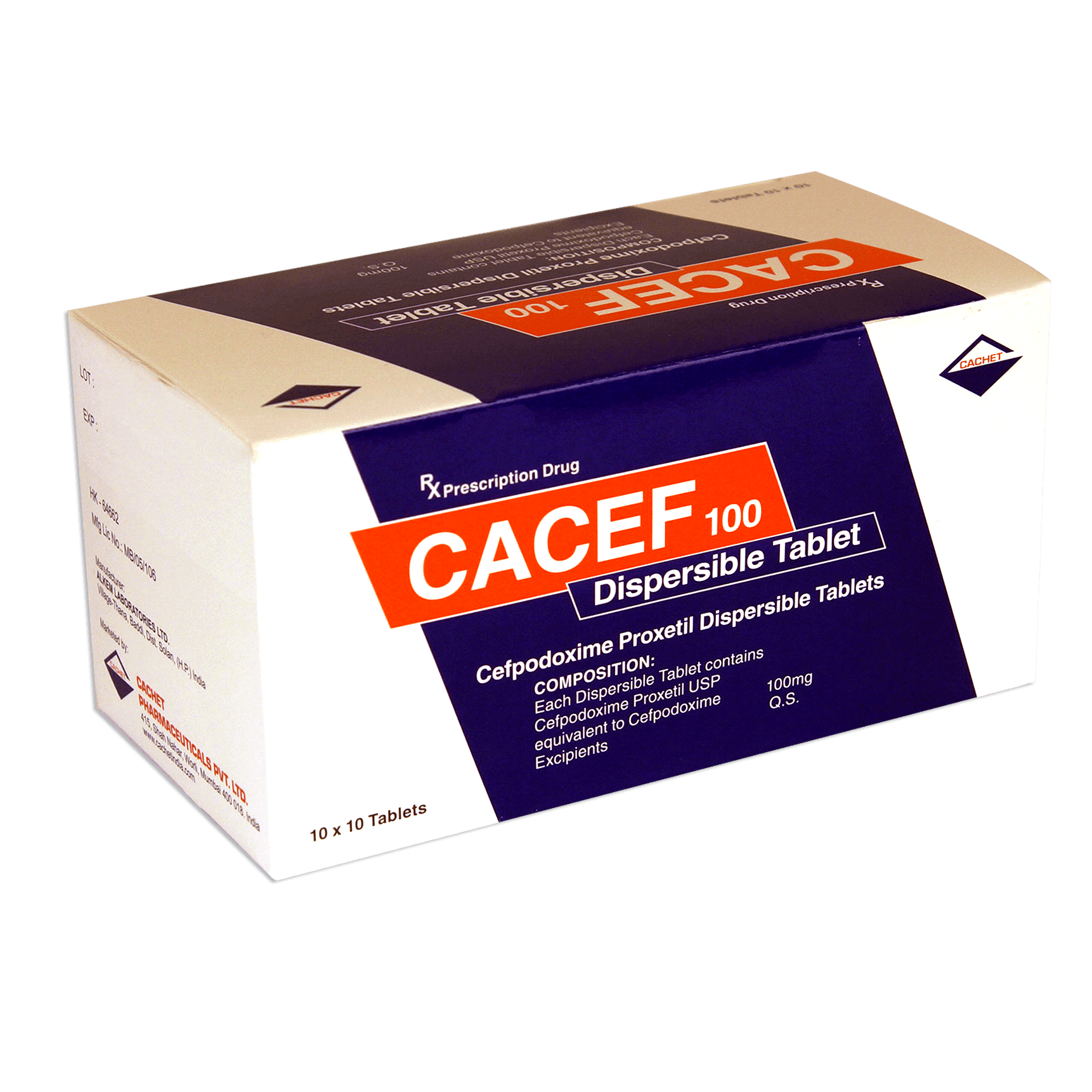Cacef 100 Dispersible Tablets 100mg 10 x 10's (Alu-Alu) (A)
